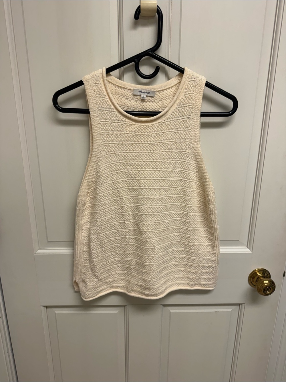 Madewell Cream Textured Knit Racerback Tank